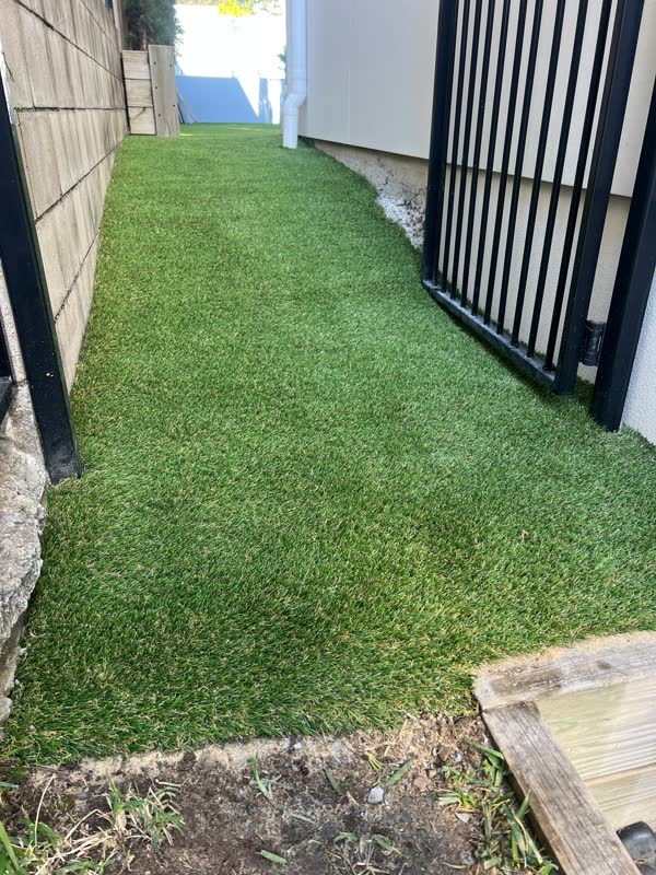 Turf laid and trimmed to the edges